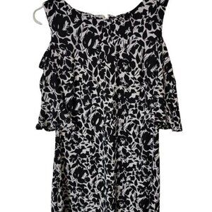 Tommy Hilfiger blouse‎ Womens Size Medium black and white floral cotton blend